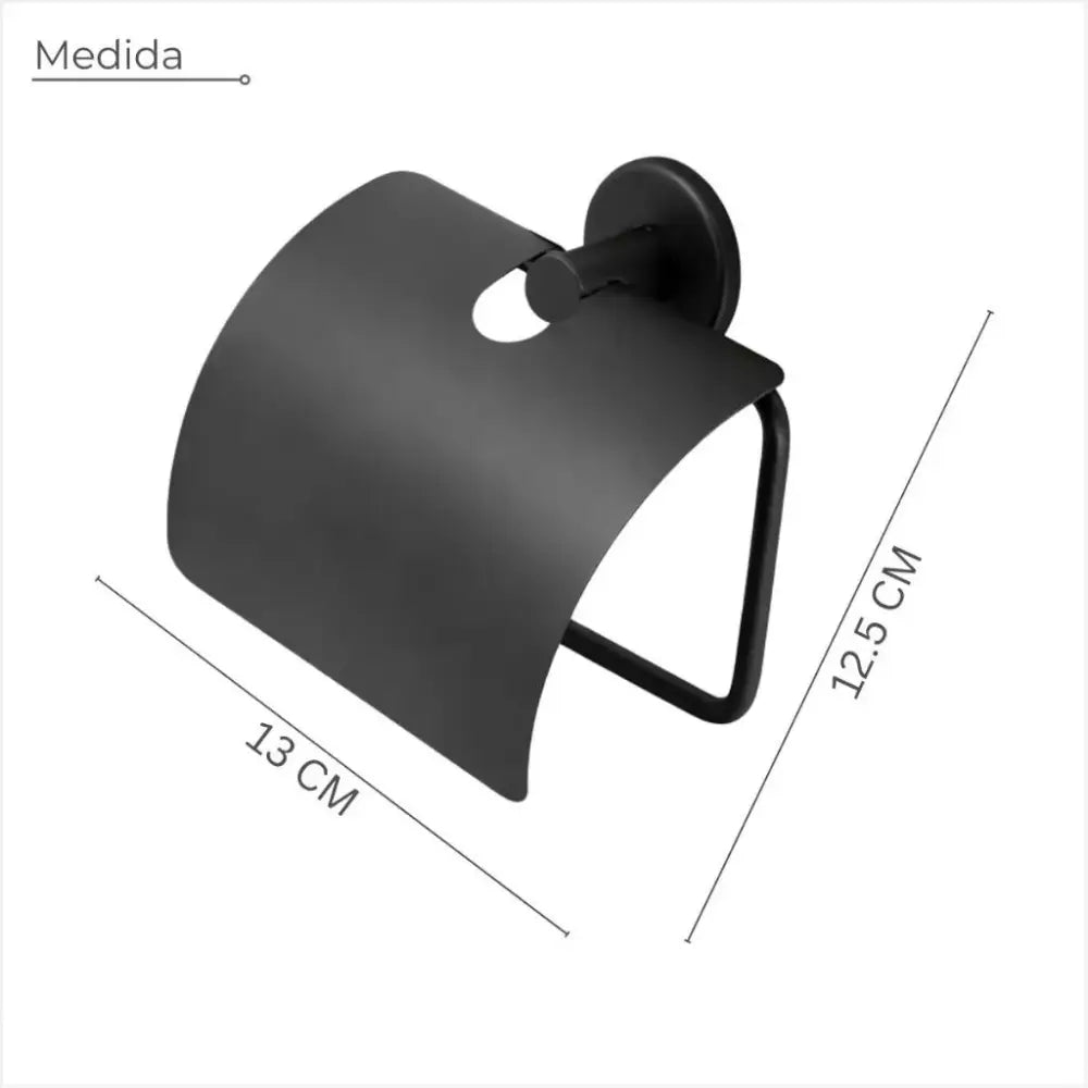 Suporte Papel Higiênico Inox Preto Fosco com Tampa - Loja Fargos