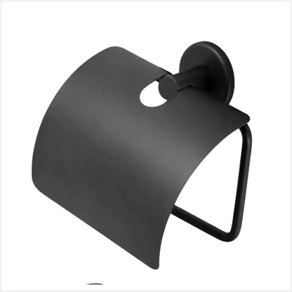 Suporte Papel Higiênico Inox Preto Fosco com Tampa - Loja Fargos