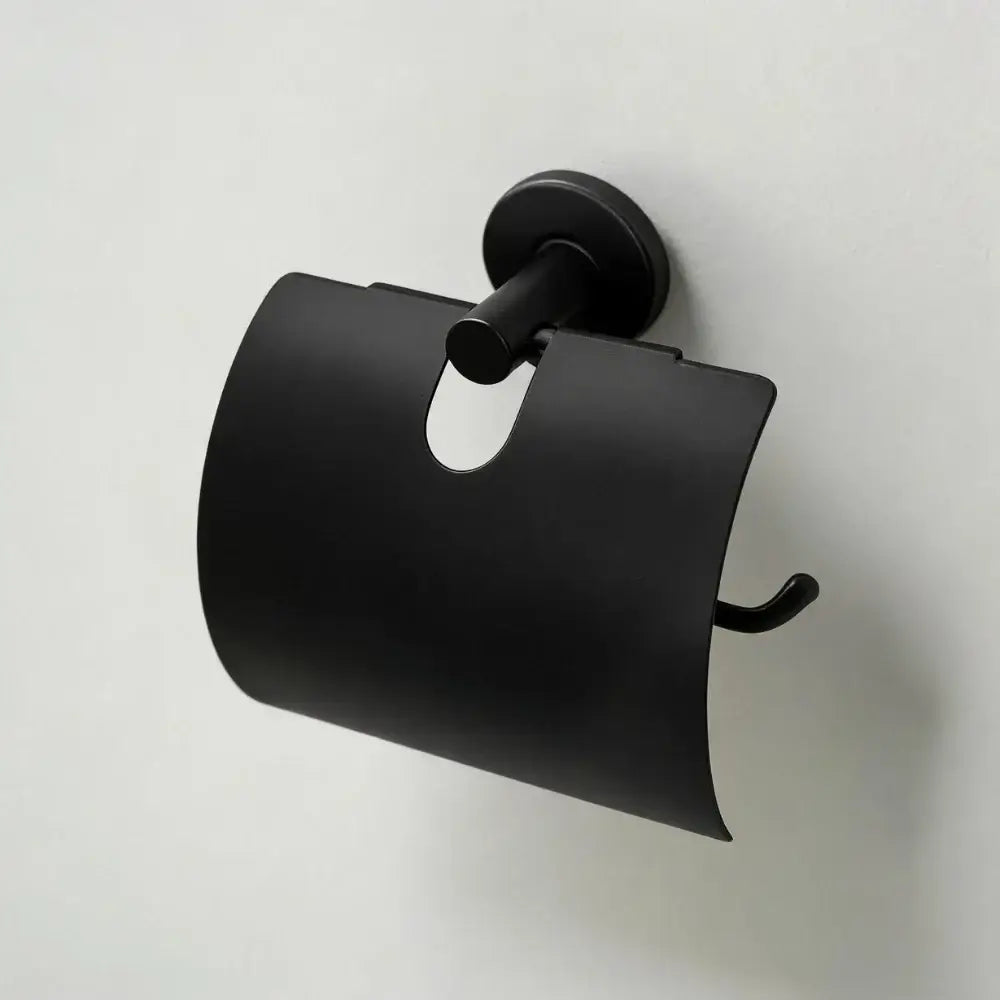 Suporte Papel Higiênico Inox Preto Fosco com Tampa - Loja Fargos