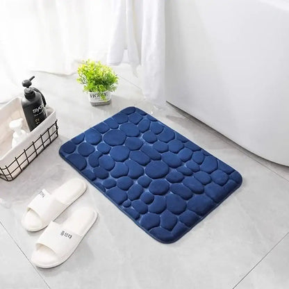 Tapete de Banheiro Pedras 3D — Espuma Viscoelástica Macia - Azul-marinho / 40 x 60 cm - Tapete de Banheiro