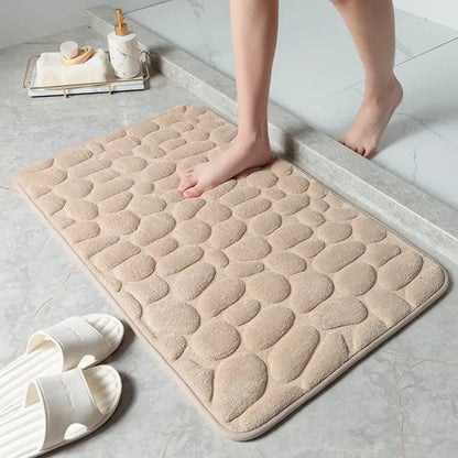 Tapete de Banheiro Pedras 3D — Espuma Viscoelástica Macia - Damasco / 40 x 60 cm - Tapete de Banheiro
