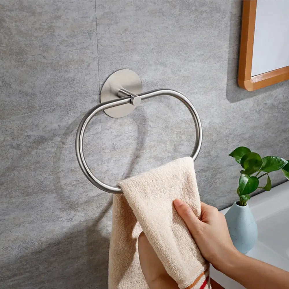 Toalheiro de Rosto Oval Fargos - Inox Prata - Toalheiro