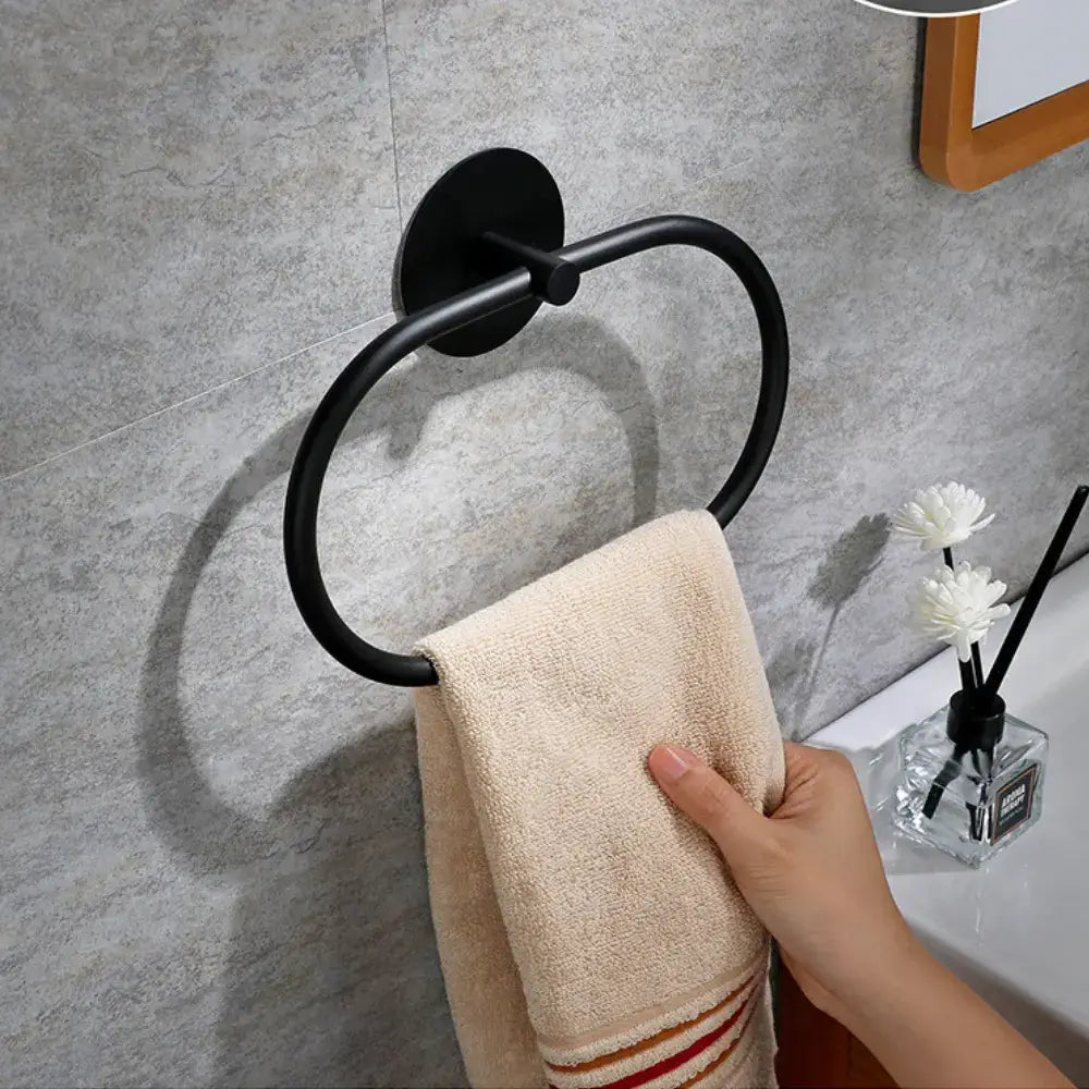 Toalheiro de Rosto Oval Fargos - Inox Preto - Toalheiro