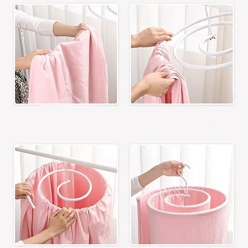 Varal Espiral de Aço Inox – Suporte Redondo para Roupas de Cama - 1set